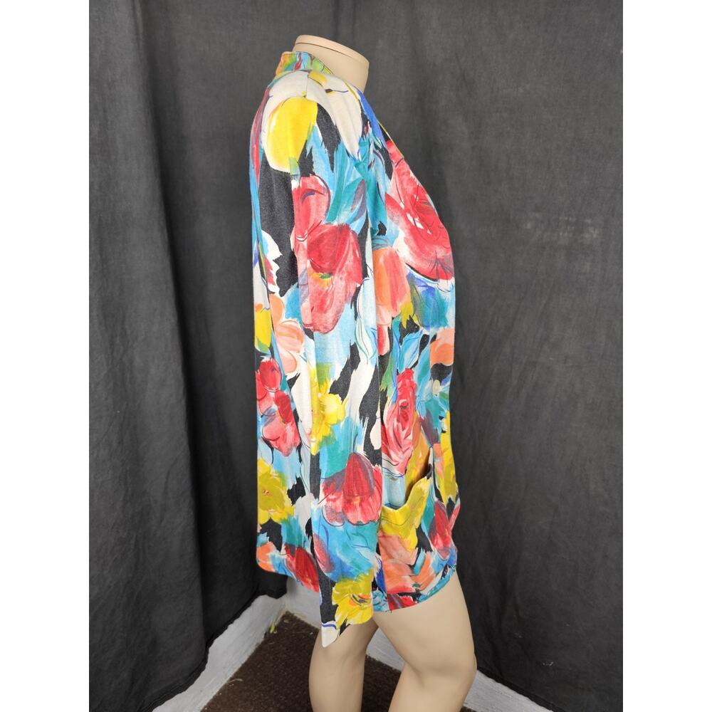 Vintage 80s Colorful Floral Blazer Jacket Small Artsy Abstract 80 90s Garden USA - Picture 3 of 10